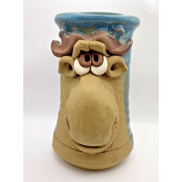 Vintage 3D Moose Face Art Pottery Coffee Cup Mug Used - Picture 3 of 11